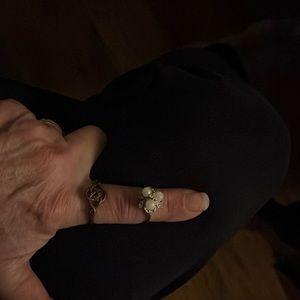 Pearl and crystal ring